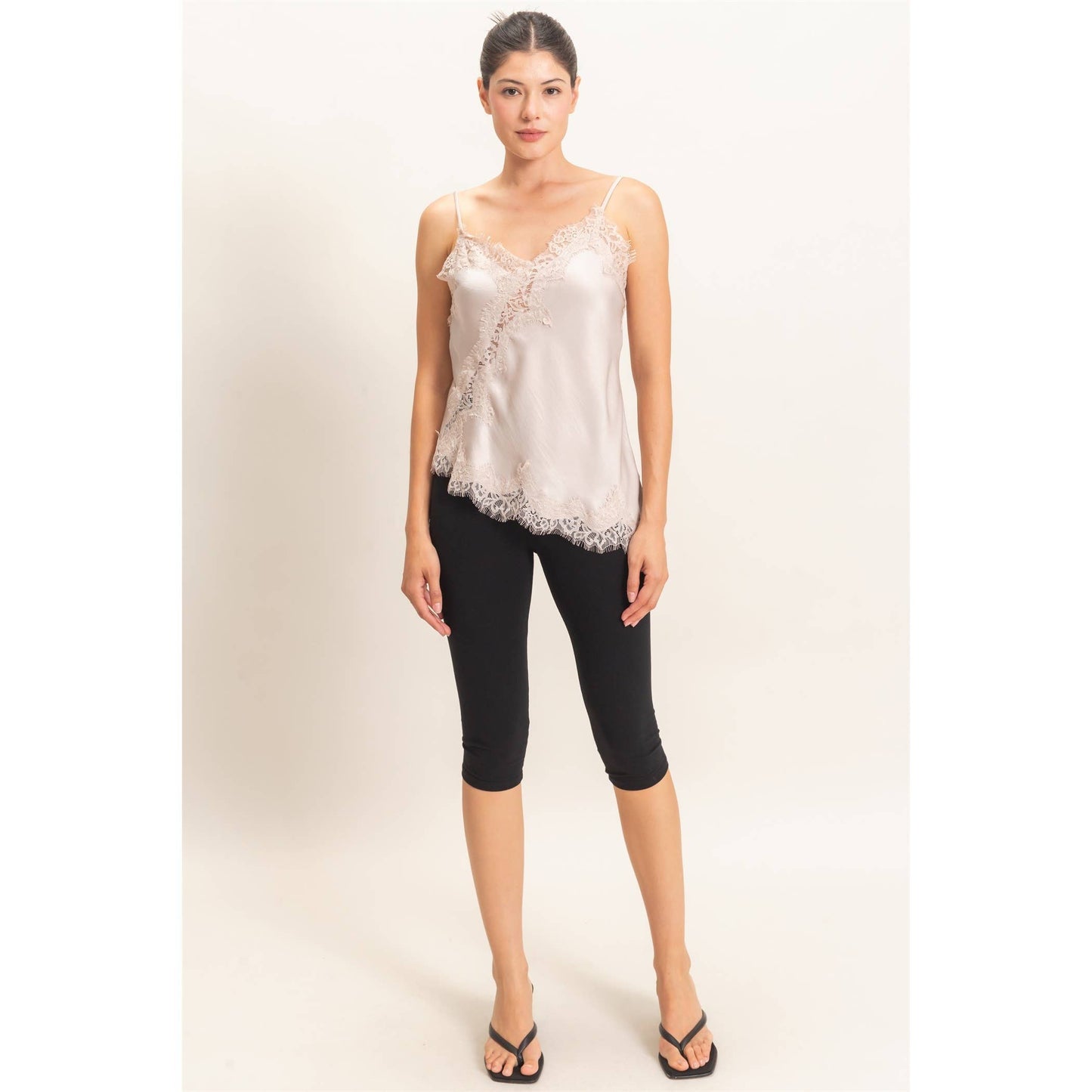Asymmetrical Satin Lace Top