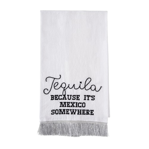 Shop Tequila Silver Fringe Tea Towel | Sip & Shop Arizona