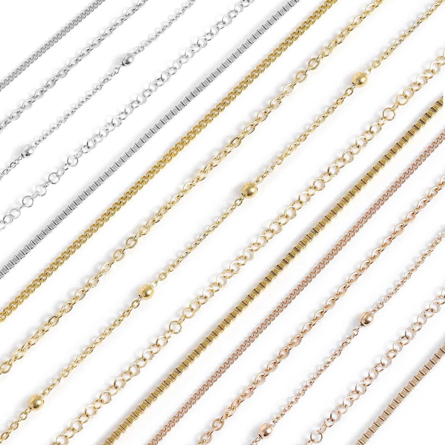 Permanent Jewelry Stainless Steel Chain Starter Kit - 5 Chain Style Pack