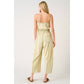 MINERAL WASH CONTRAST STITCH BARREL LEG JUMPSUIT