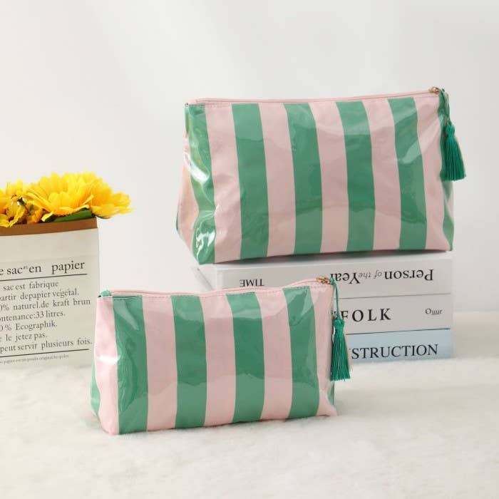 TRAVEL STRIPE COSMETIC MAKEUP POUCH BAG | 40P594