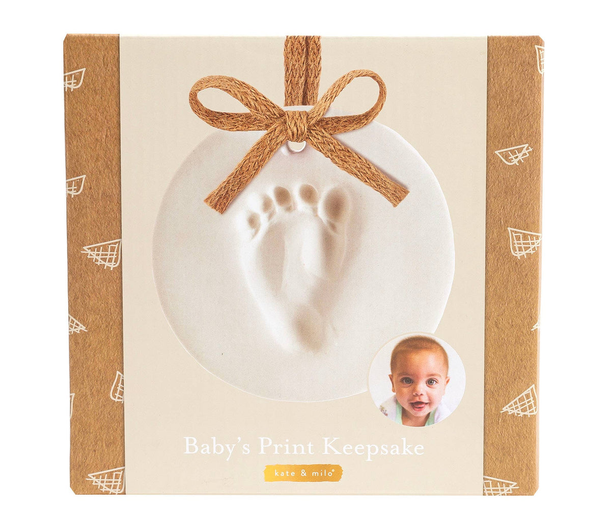 Clay Baby Prints Christmas Ornament Keepsake, Burlap, 2-Pack