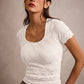 FLORAL PATTERNED TEXTURE SEAMLESS SHORT SLEEVE TOP