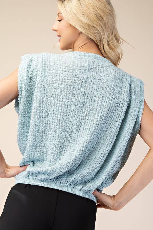 Round Neck Pleated Top