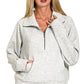 Scuba Half Zip Pullover With Kangaroo Pocket Zenana