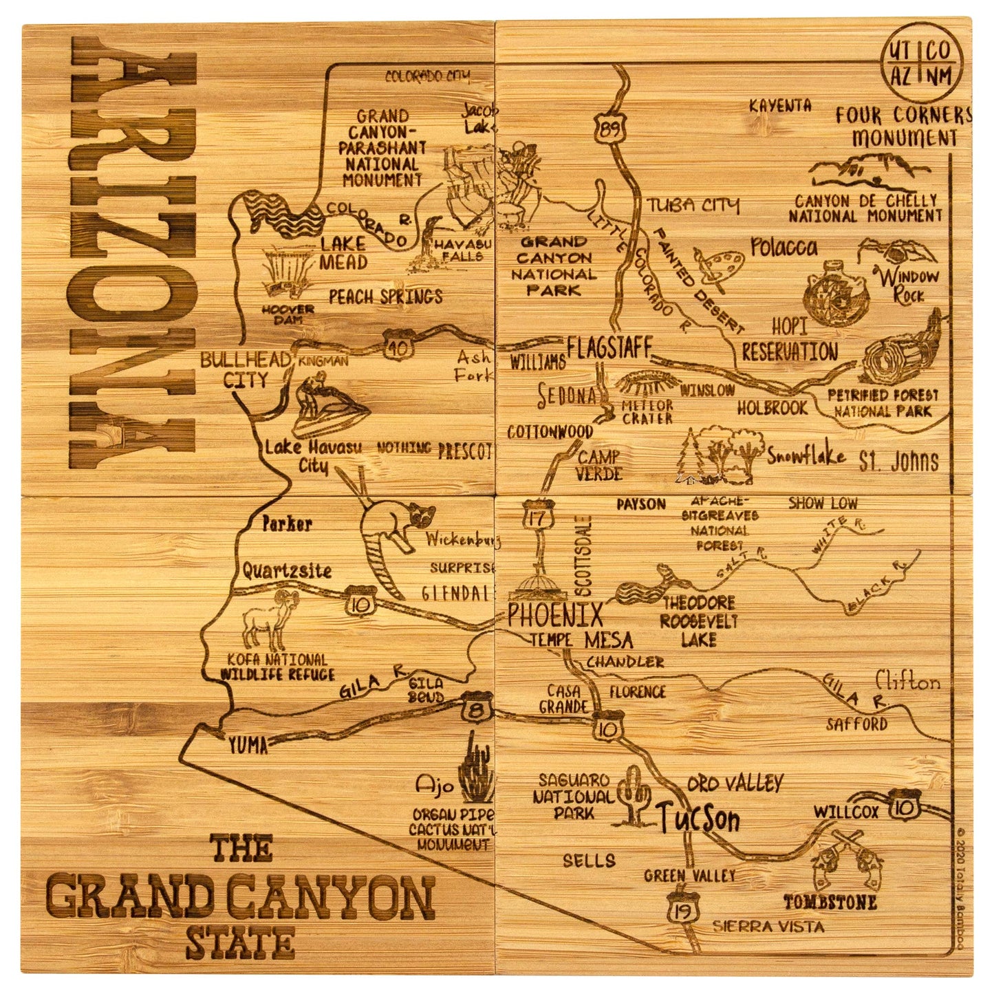 Arizona Puzzle 4-Pc. Coaster Set with Case