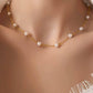 TITANIUM  STEEL NON-TARNISH PEARL STATION NECKLACE | 40NK334