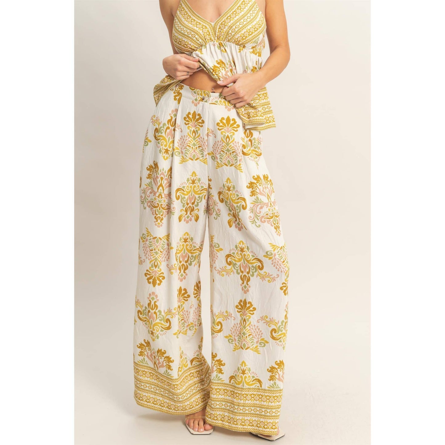 Wide-Leg Printed Palazzo Pants