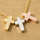 18K Gold Dipped 3 Cross Pendant Necklace