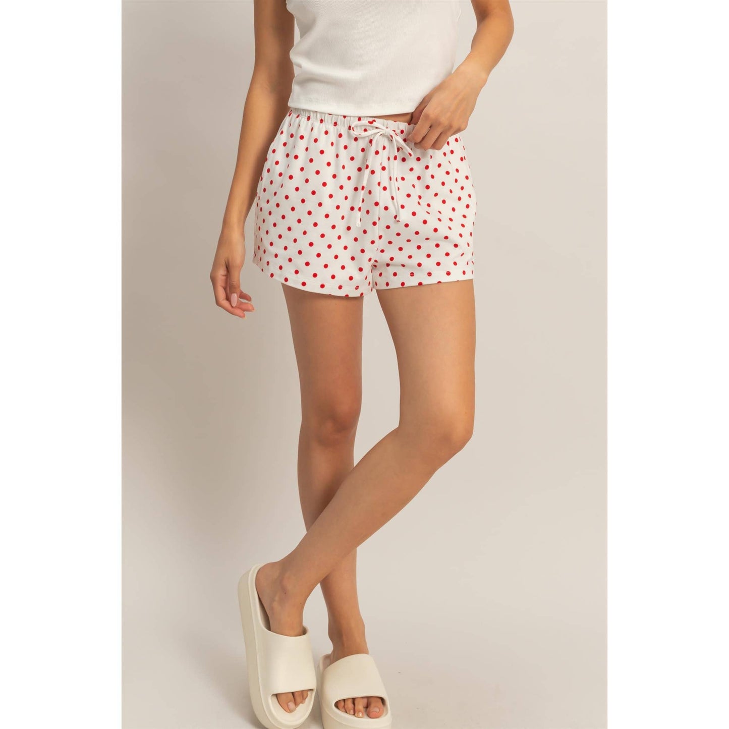 Polka Dot Drawstring Shorts