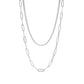 18K Gold PVD Stainless Steel Curb and Paperclip Layered Chain Necklace