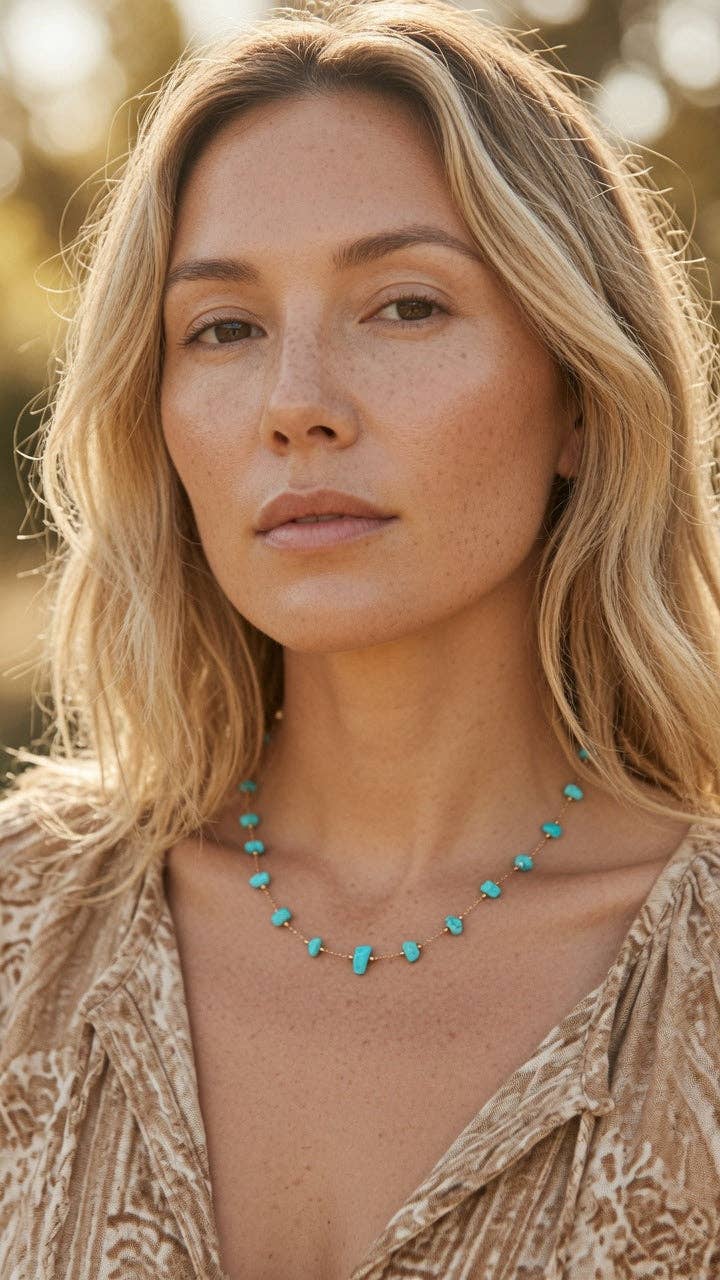 Dainty Crystal Chip Necklace 18K Gold Plated, Waterproof