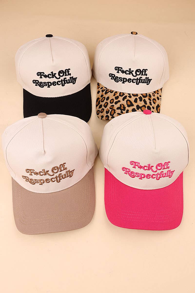 Fxck Off Respectfully Two Tone Canvas Cotton Cap Zenana Consgt.