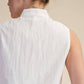 Stand Collar Slit V-Neck Sleeveless Top