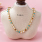 Multicolor Square Gemstone Long Necklace | 80N92826