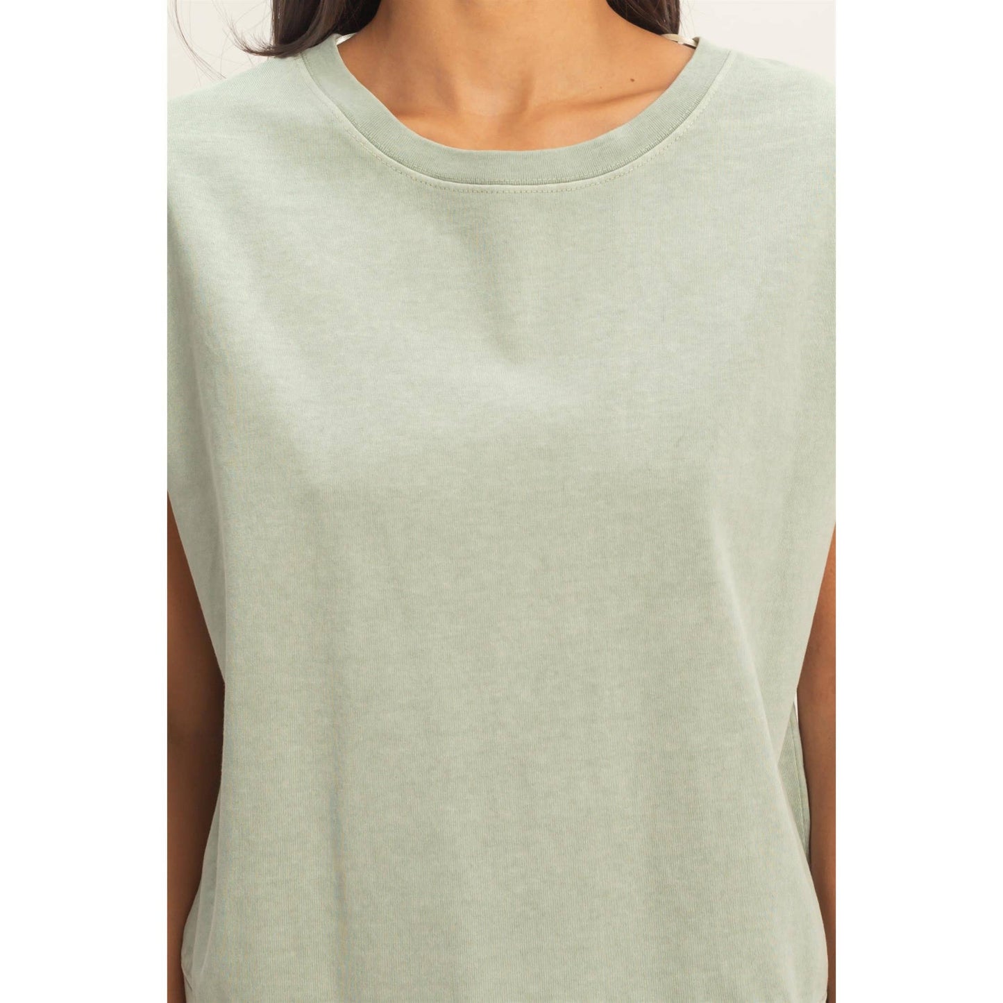 Sleeveless Crew Neck Top and Shorts Set