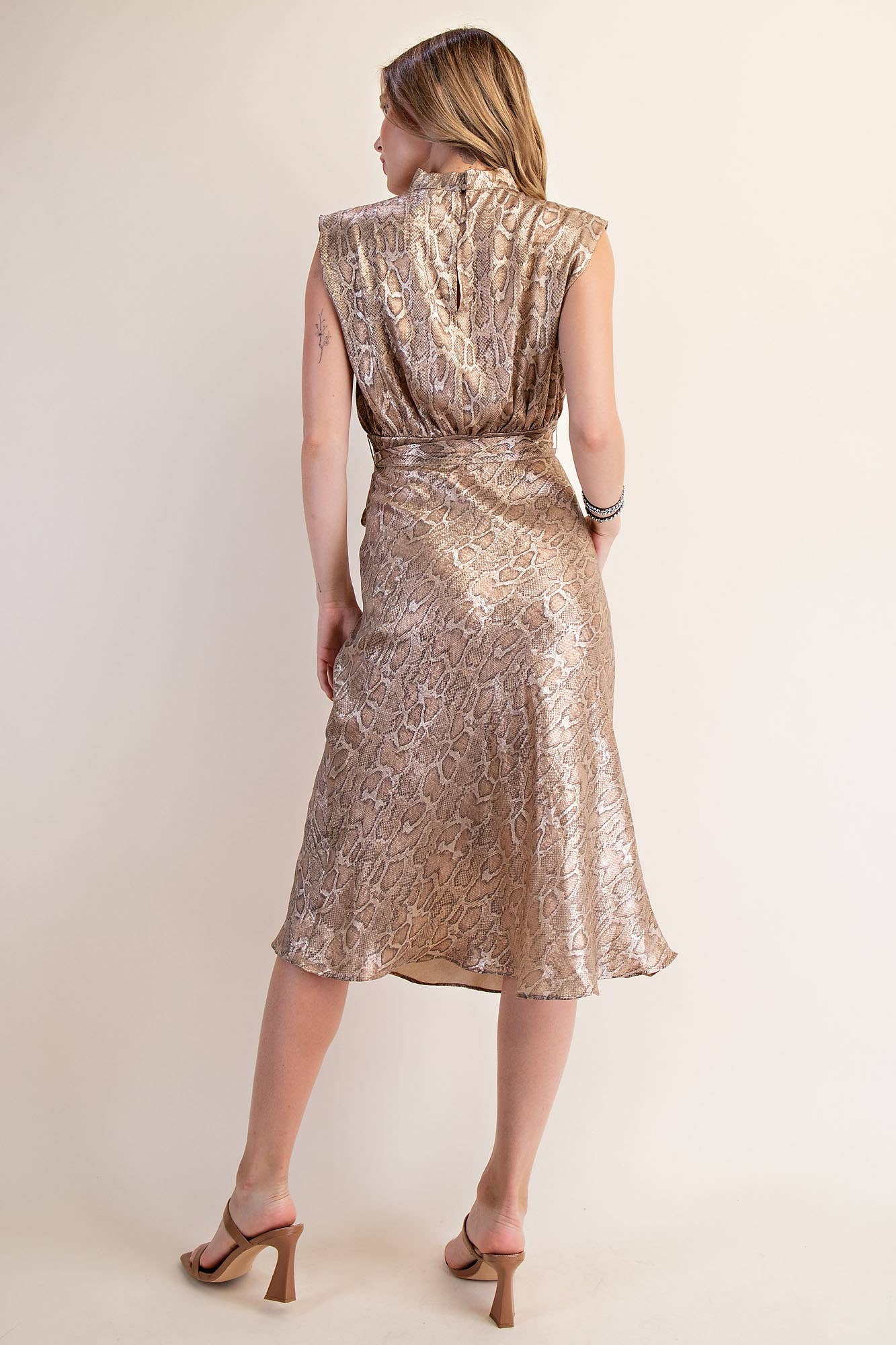 Mock Neck Sleeveless Midi Dress