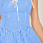 Gingham Corset Tie-Strap Flare mini dress
