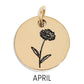 18K Gold PVD Stainless Steel Birth Flower Charm
