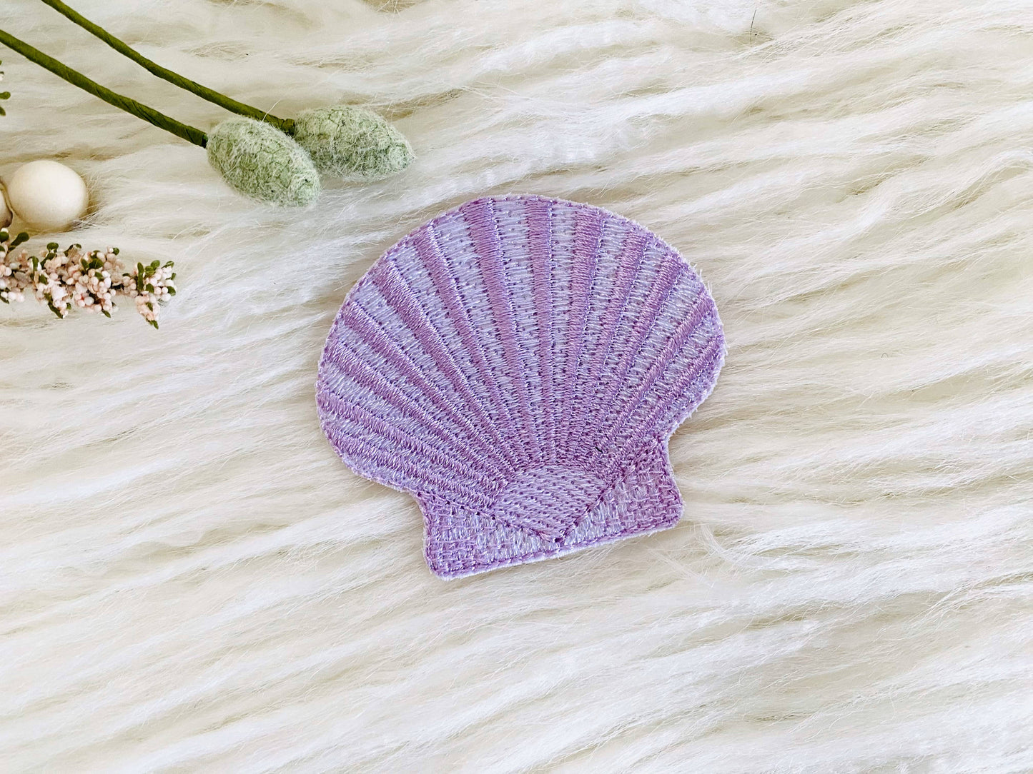 Seashell embroidered hat patch