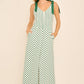 A-line long midi cotton knit dress with stripe