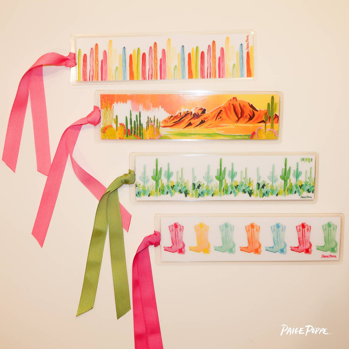 "Rainbow Saguaros" Ribboned Bookmark