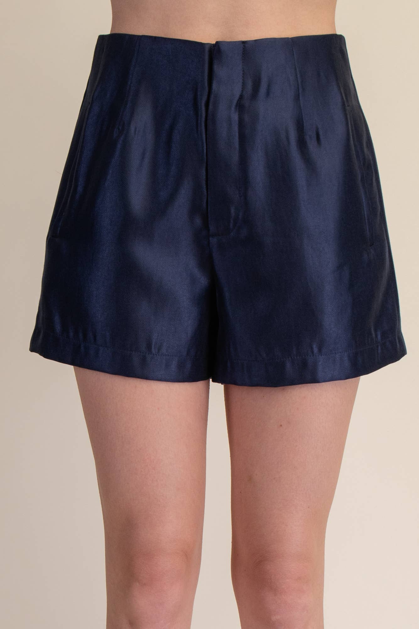 High Waist Glossy Fabric Shorts