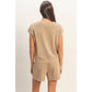 Sleeveless Crew Neck Top and Shorts Set