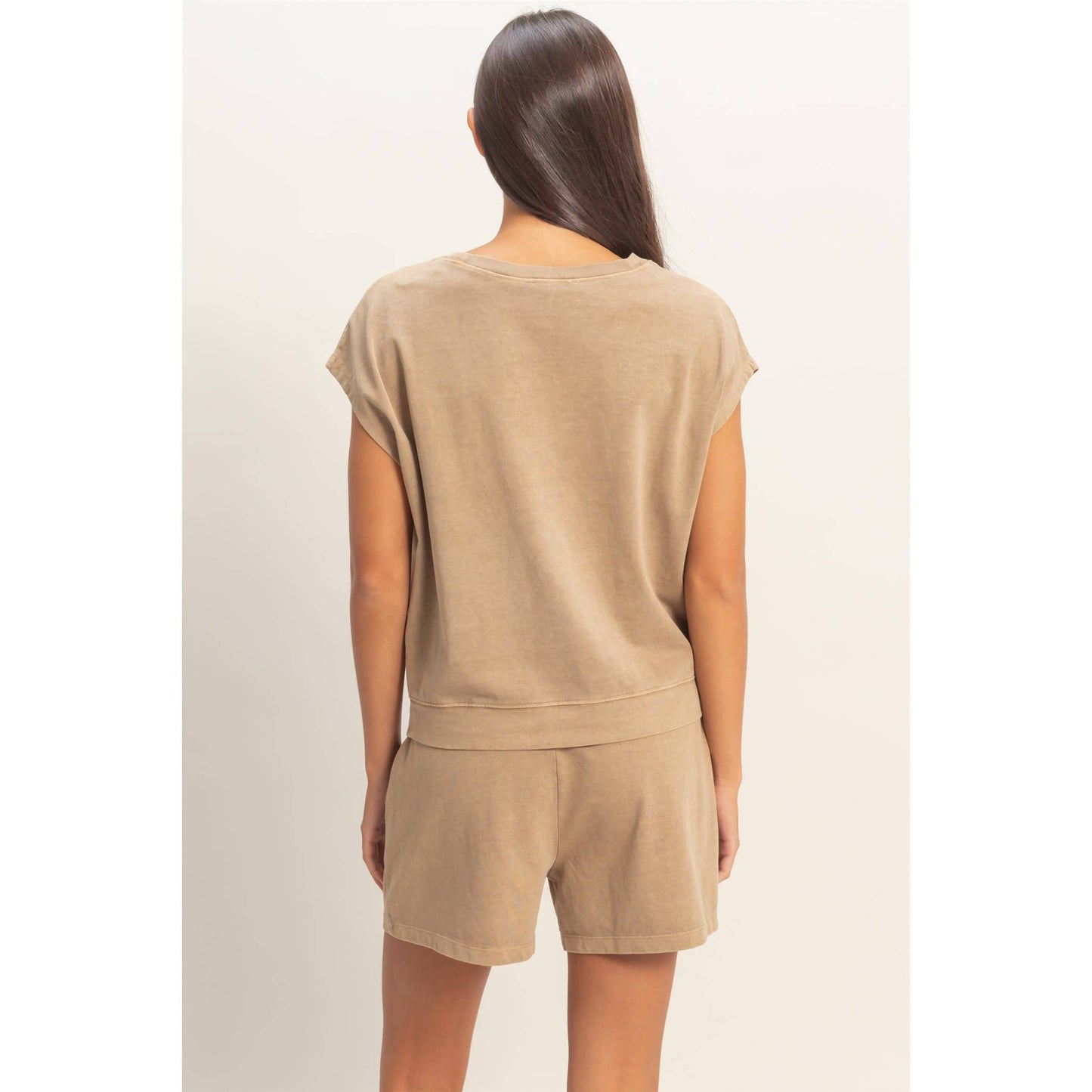 Sleeveless Crew Neck Top and Shorts Set