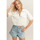 Denim V-Neck Cropped Top