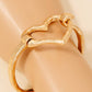 Hammered Heart Coil Spring Hook Bangle Bracelet