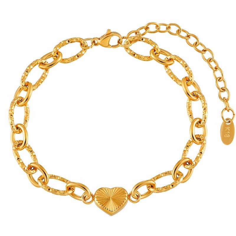18K STAINLESS STEEL TARNISH FREE HEART BRACELET | 40B5226
