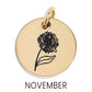 18K Gold PVD Stainless Steel Birth Flower Charm