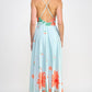 Floral Border Print Side Slit Maxi Dress