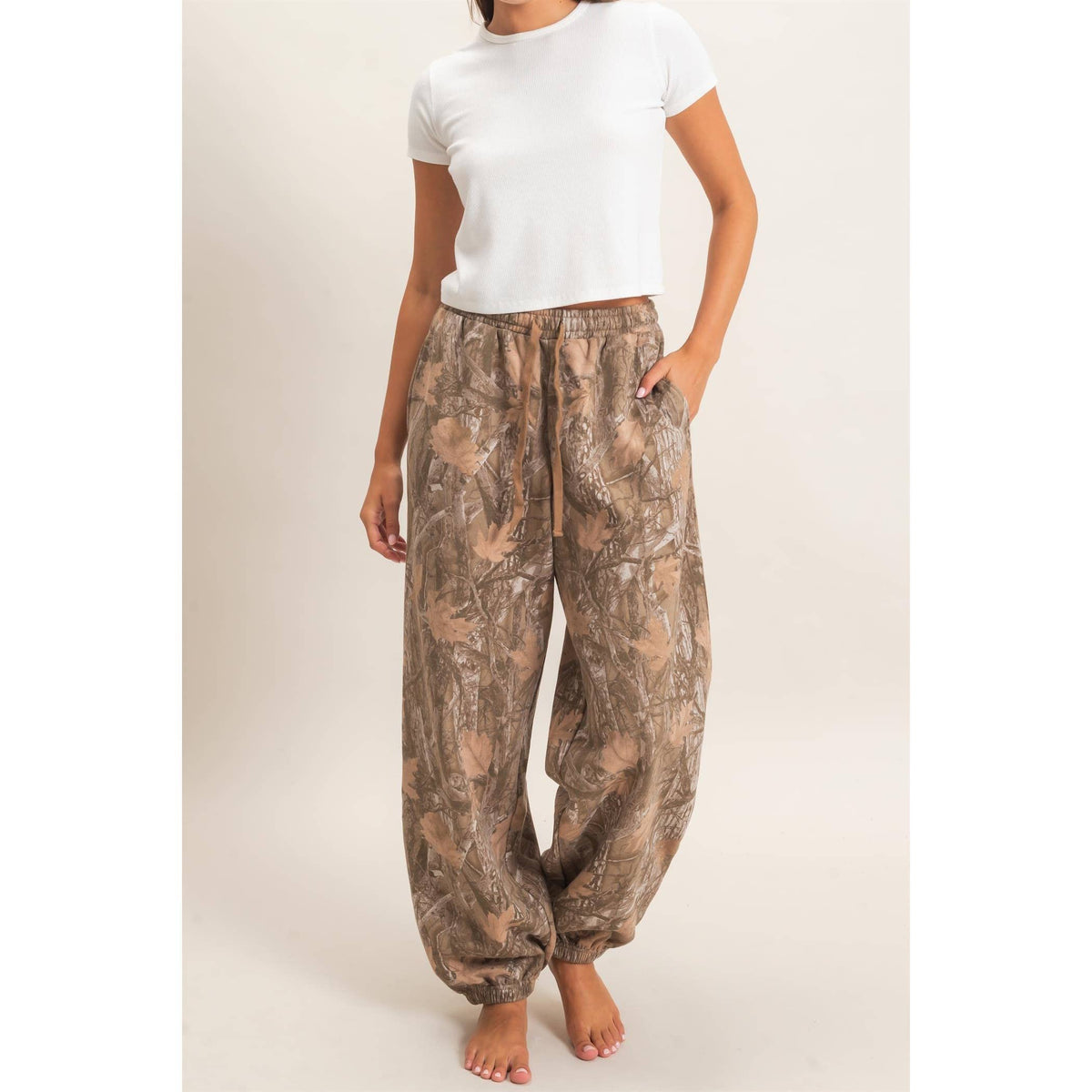 Tree Camouflage Print Jogger Pants