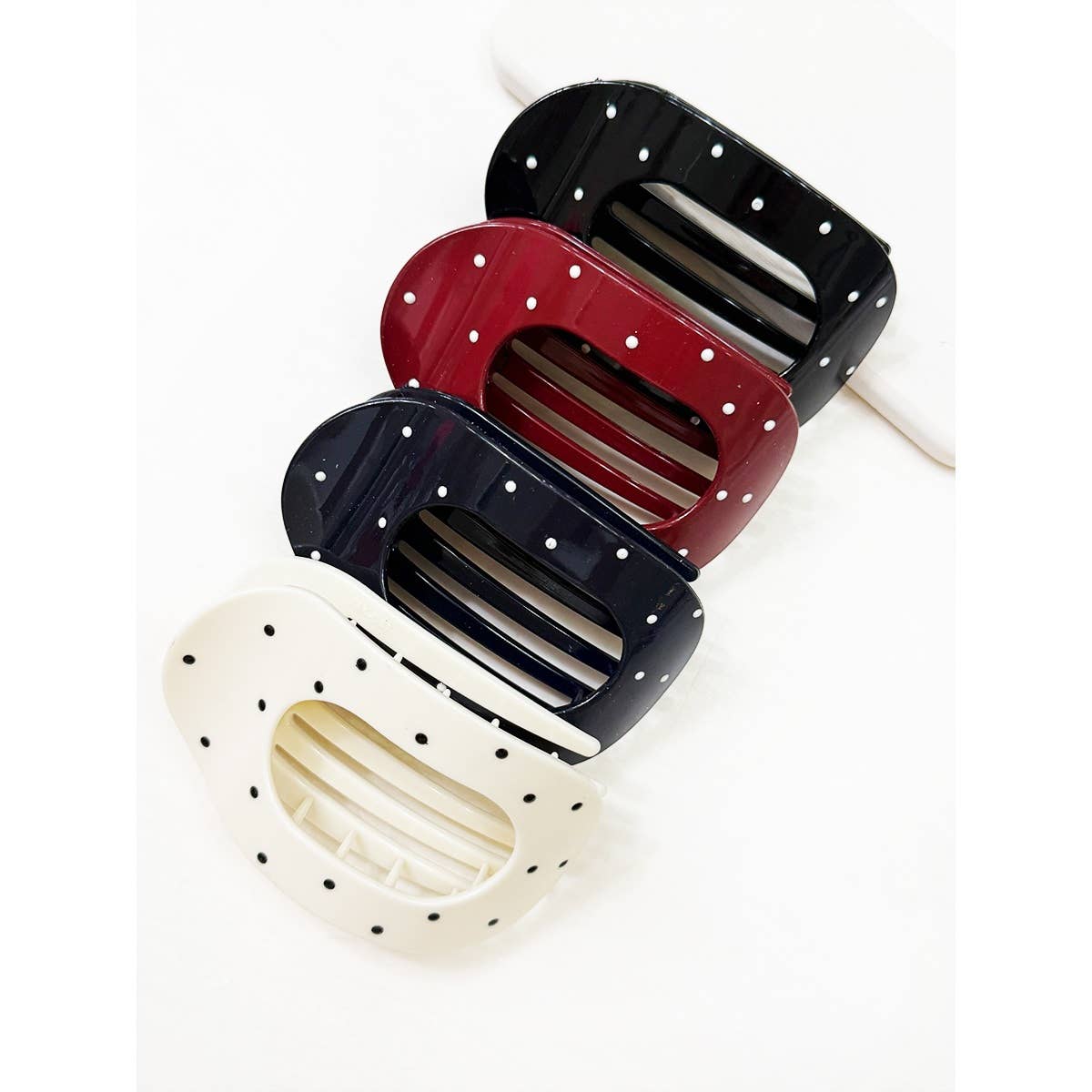 Polkadot Printed Oval Flat Hair Claw