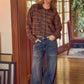 WIDE LEG FLARE WASHED DENIM JEANS WITH SIDE SEAM