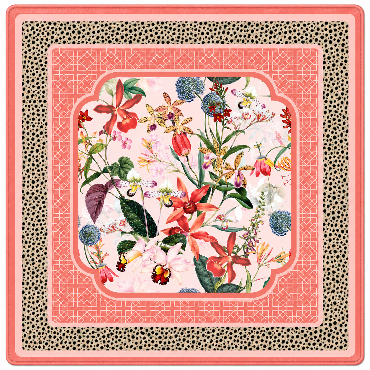 Peach Spotted Cheetah in Bloom 33" Mahjong Mat