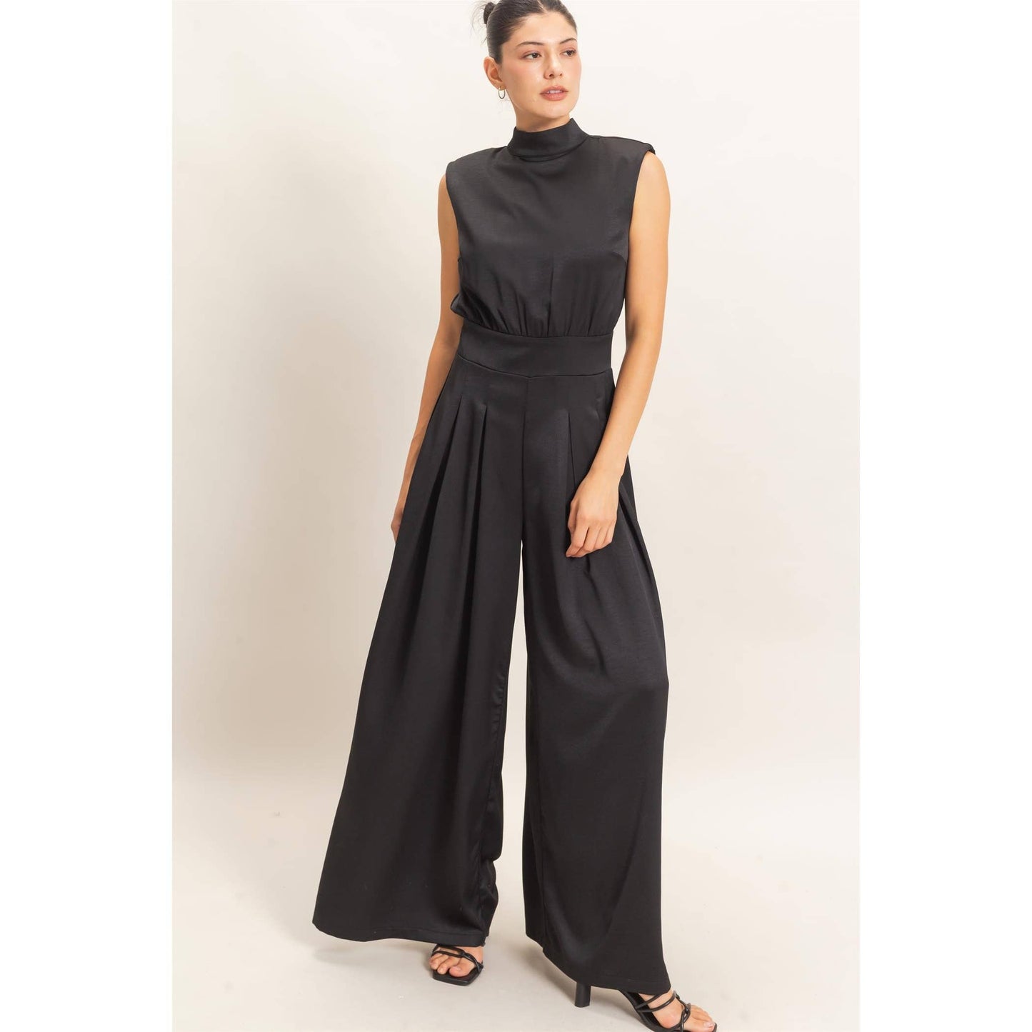 Sleeveless Mock Neck Jumpsuit