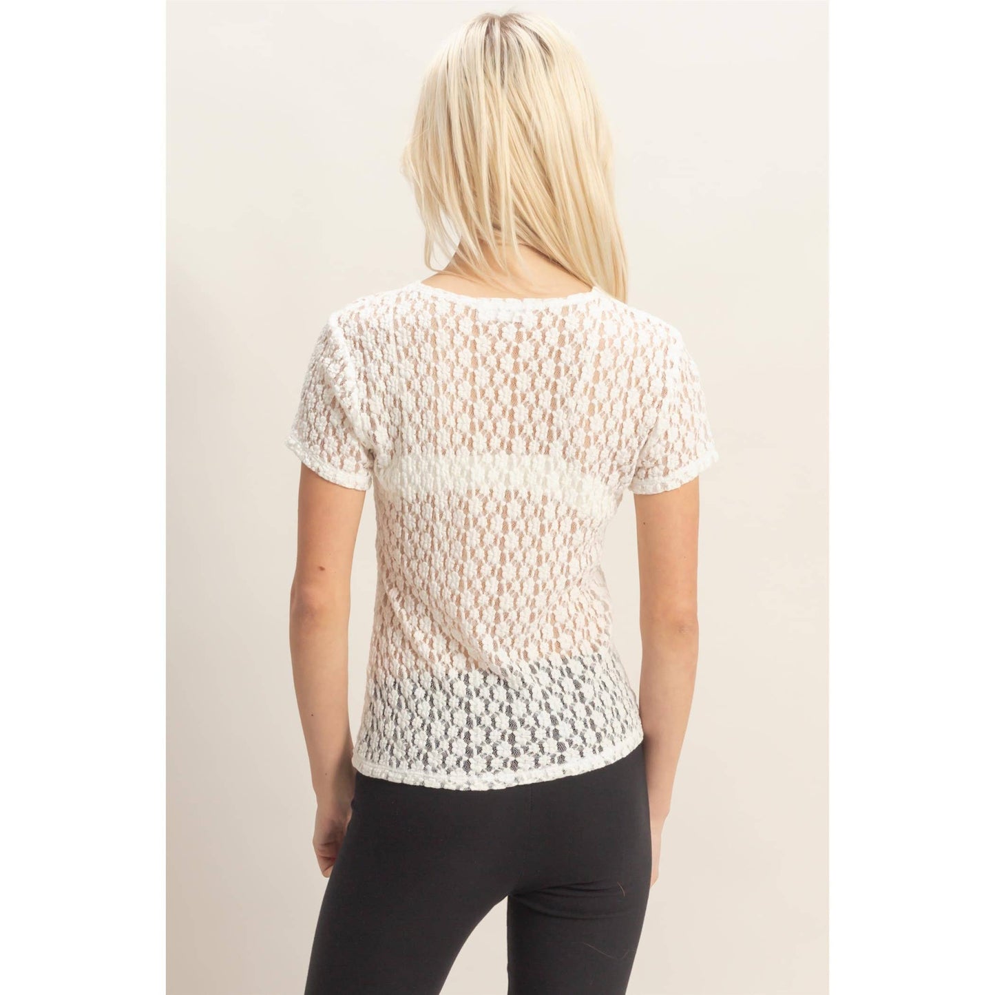 Textured Lace Short Sleeve Top