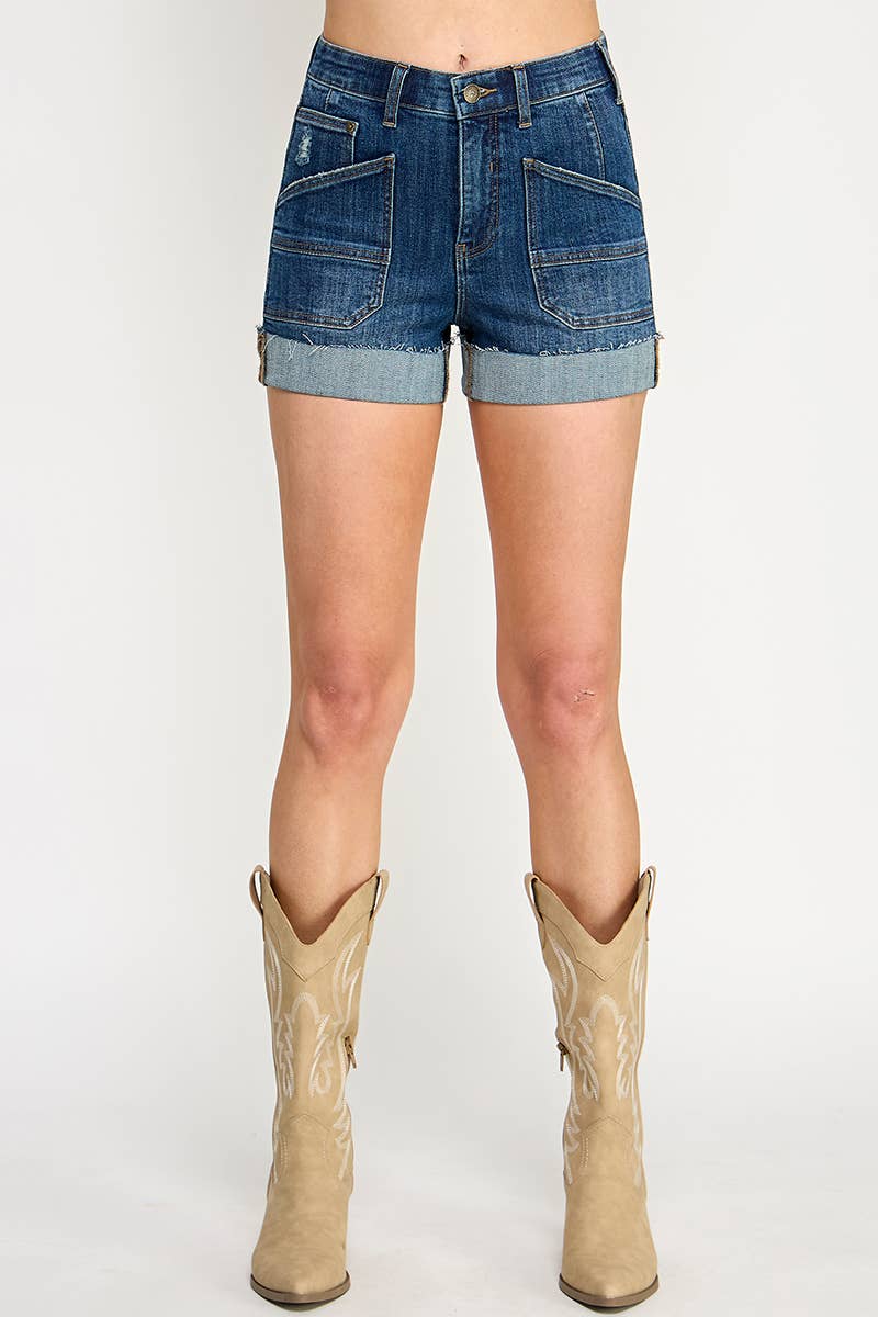 S8036D-TUMMY CONTROL HIGH RISE WITH CUFF SHORTS
