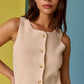 PT50333 Audrey Sleeveless Button Up Top