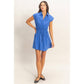 Sleeveless Collared Shirred Mini Dress