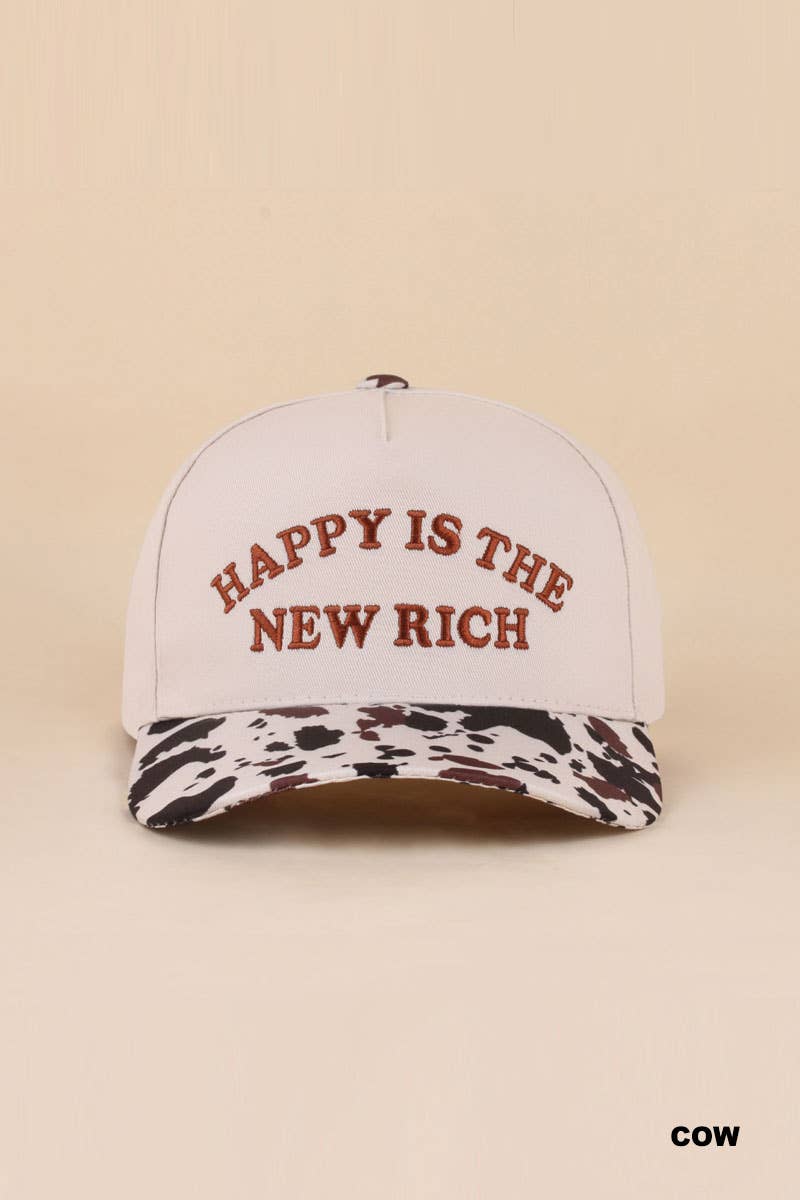 Happy Is The New Rich Two Tone Snapback Hat Zenana Consgt.