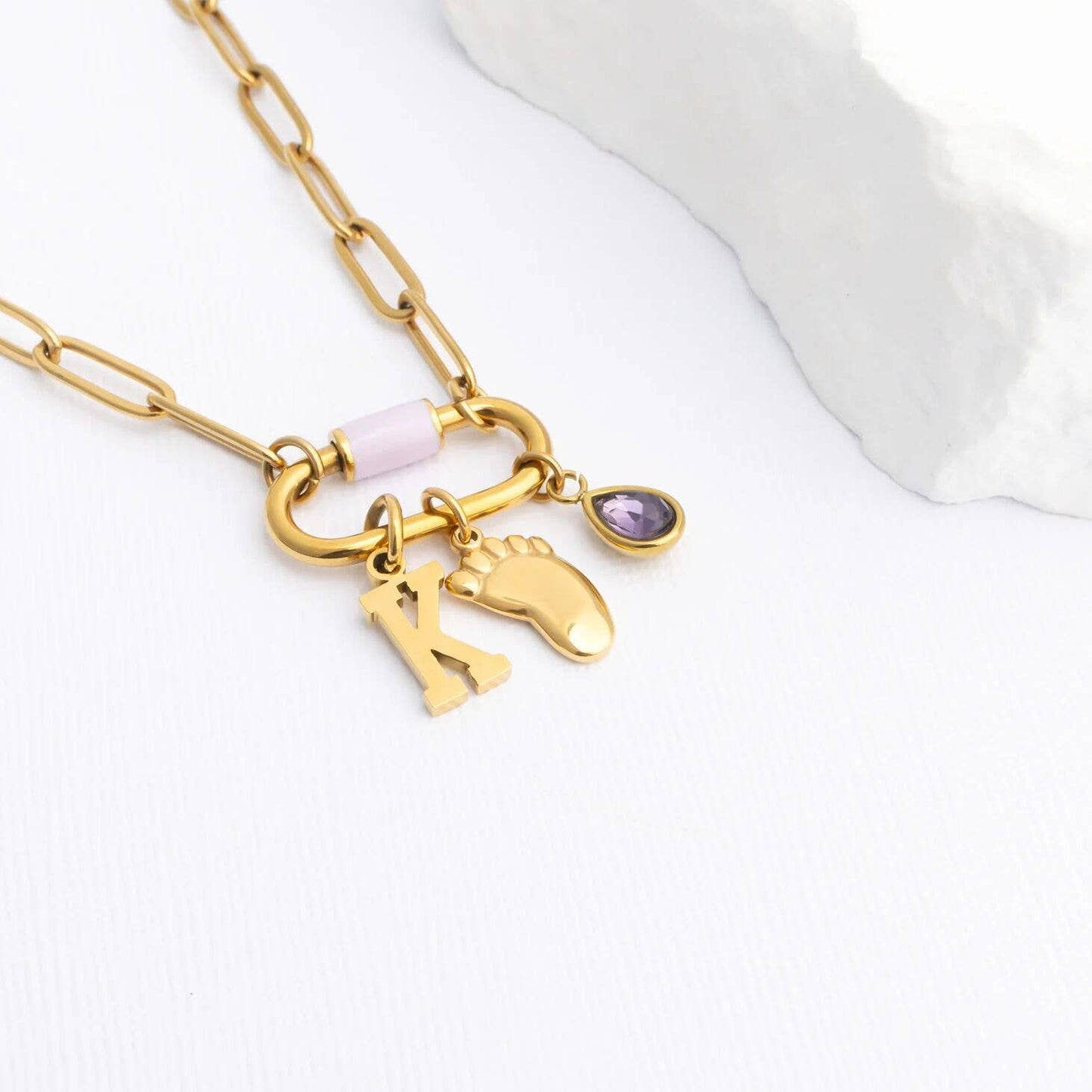 18K Gold PVD Stainless Steel Baby Foot Charm