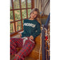 RUFFLED BOTTOM DETAIL CHRISTMAS PLAID CHECK LACE TRIM PANTS
