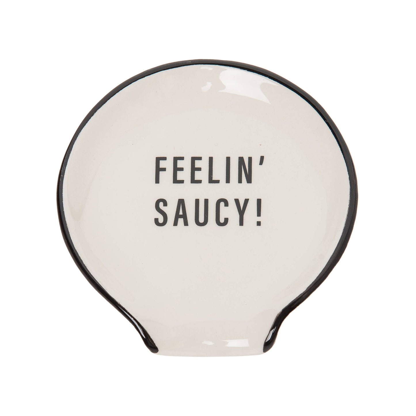 SALE Ceramic 4.75" White Feelin Saucy Spoon Rest