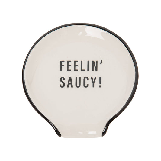 SALE Ceramic 4.75" White Feelin Saucy Spoon Rest