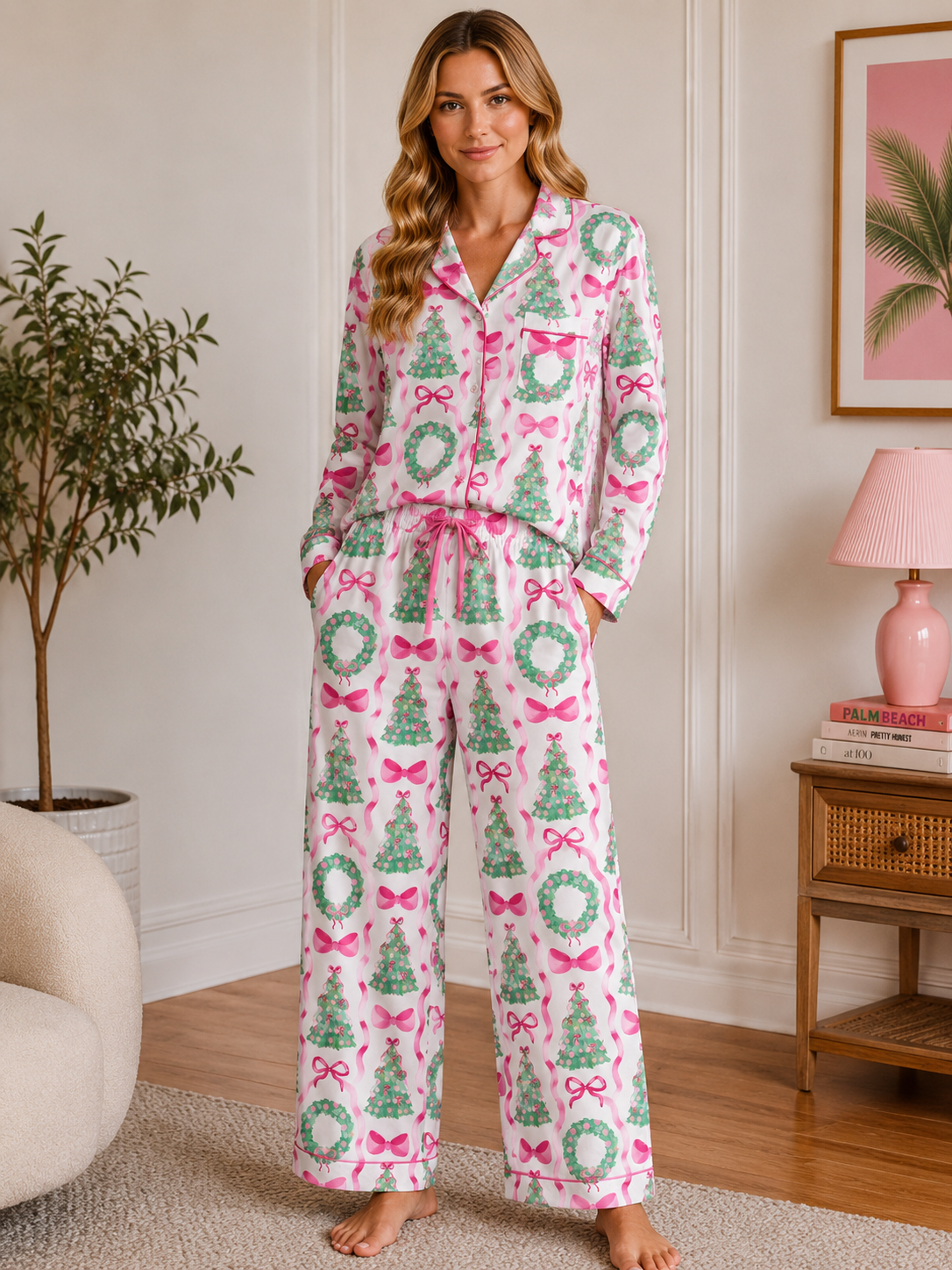 PREORDER Holiday Collection - Pink Trees Pajama Set SHIPS 10/30