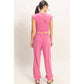 Rolled Sleeve Wrap-Front Crop Top And Jogger Set